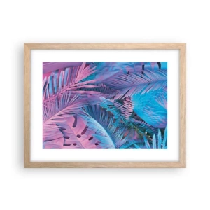 Póster en marco roble claro - Trópicos en rosa y azul - 40x30 cm