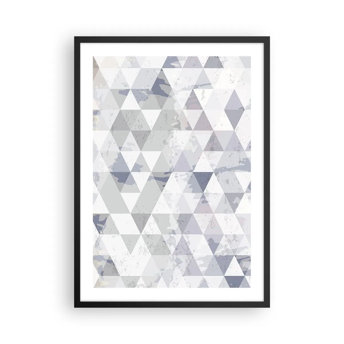 Póster en marco negro - Patrón geométrico de triángulos en tonos grises. - 50x70cm - A ritmo de triángulo - Decoración de pared moderna para salón y dormitorio ARTTOR