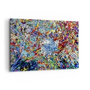 Cuadro sobre lienzo - Impresión de Imagen - Un patrón abstracto colorido inspirado en la naturaleza. - 100x70cm - Vidriera - Decoración de pared moderna para salón y dormitorio ARTTOR