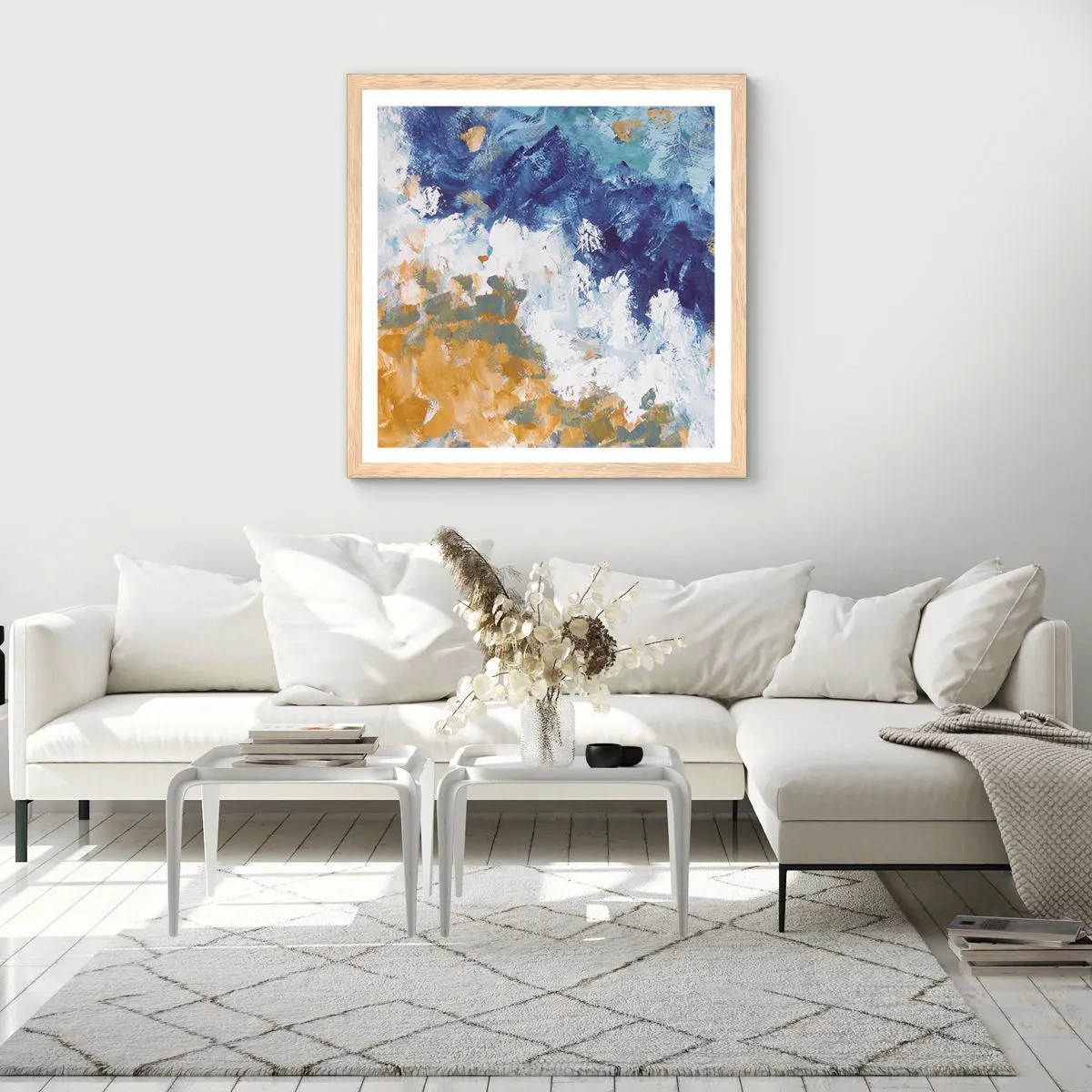 Póster en marco roble claro - Danza de los elementos - 60x60 cm