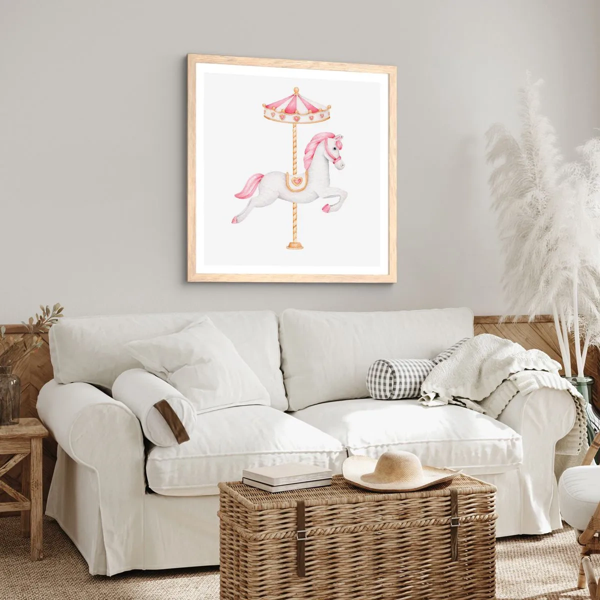 Póster en marco roble claro - Partió al galope - 50x50 cm