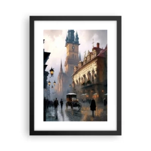 Póster en marco negro - La magia de una noche de Praga - 30x40 cm