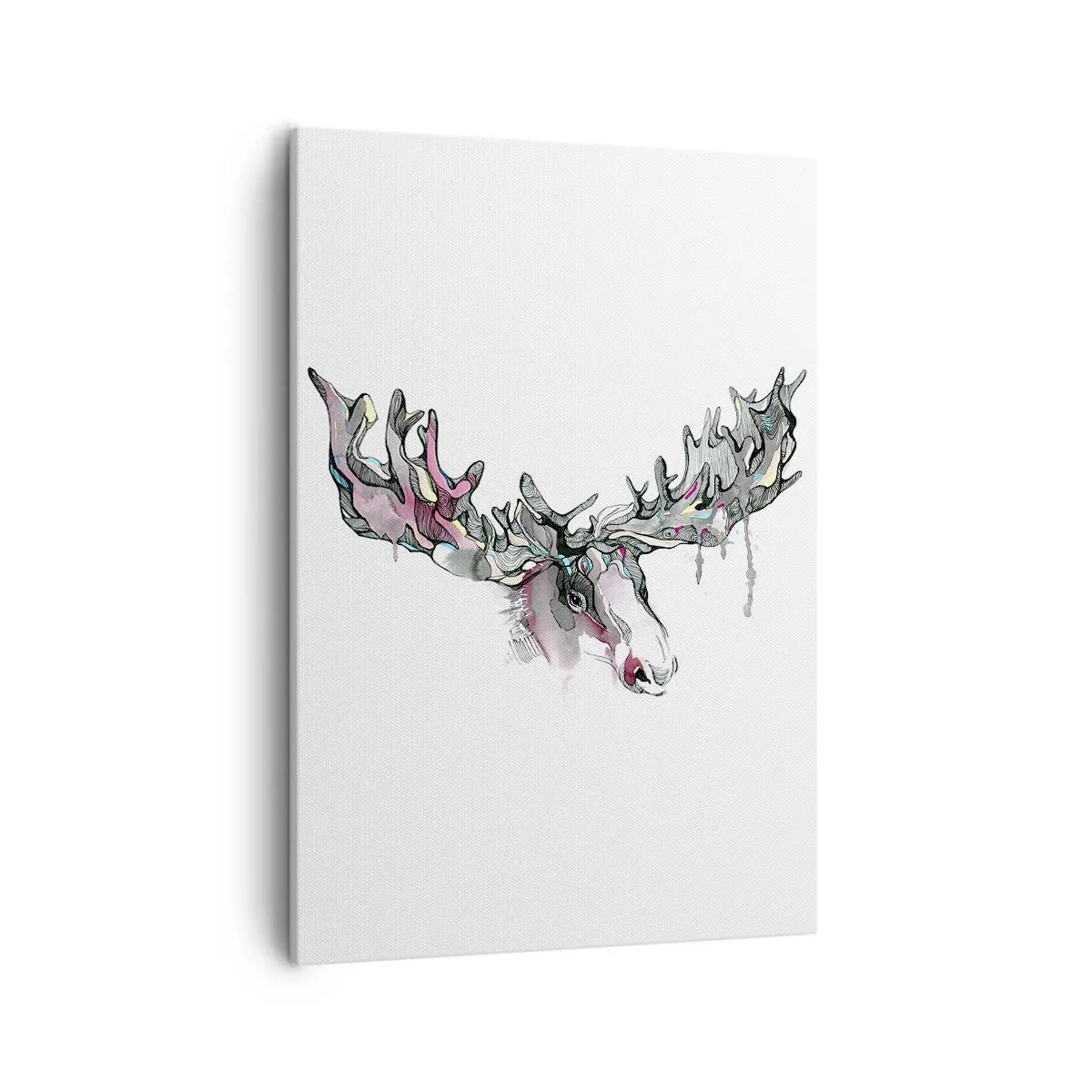 Cuadro sobre lienzo - Impresión de Imagen - Acuarela artística de un alce con ricas astas. - 50x70cm - La corona del rey del bosque - Decoración de pared moderna para salón y dormitorio ARTTOR