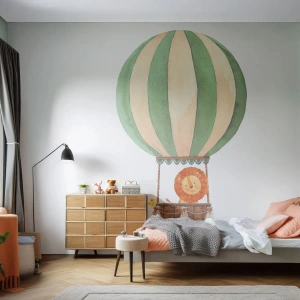 Fotomural Standard Eco - Los viajes del león - Globo, León, Para niños - 250x175 cm