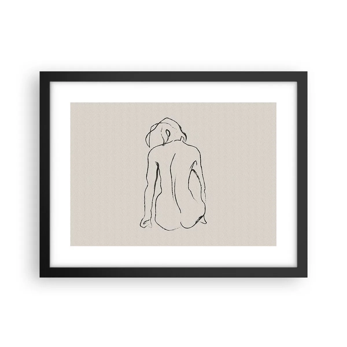 Póster en marco negro - Esbozos de una espalada - 40x30 cm