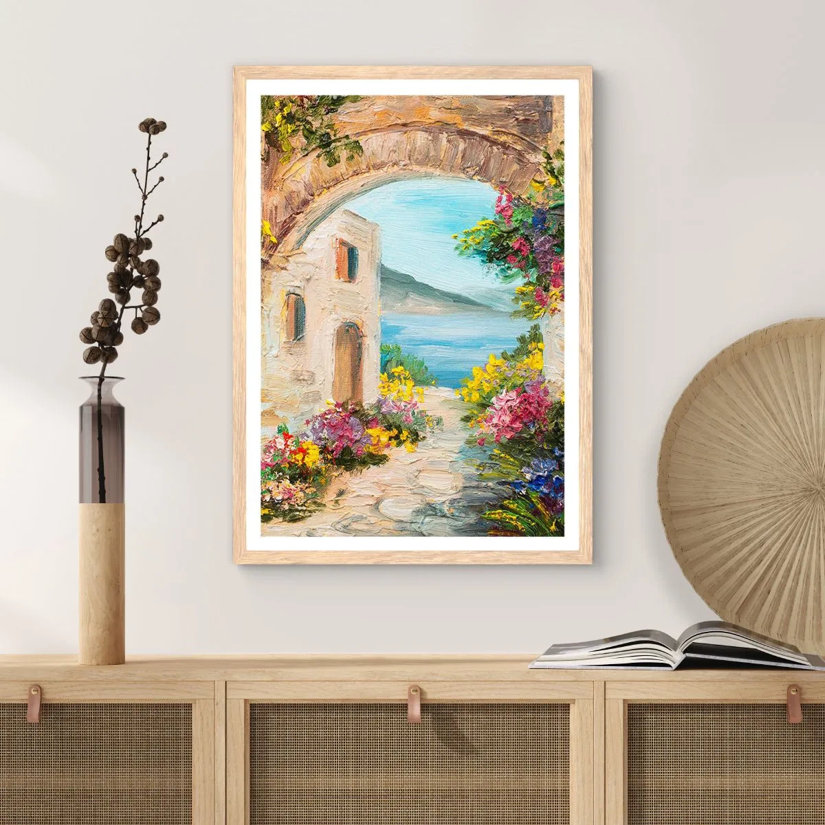Póster en marco roble claro - El encanto del paisaje costero - 70x100 cm