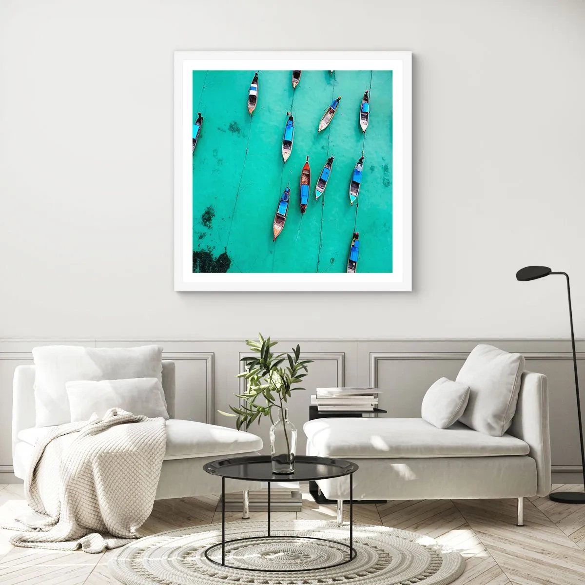 Póster en marco blanco - En alegre espera - 60x60 cm