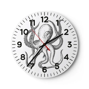 Reloj de pared - Reloj de vidrio - Bailando con olas - 30x30 cm