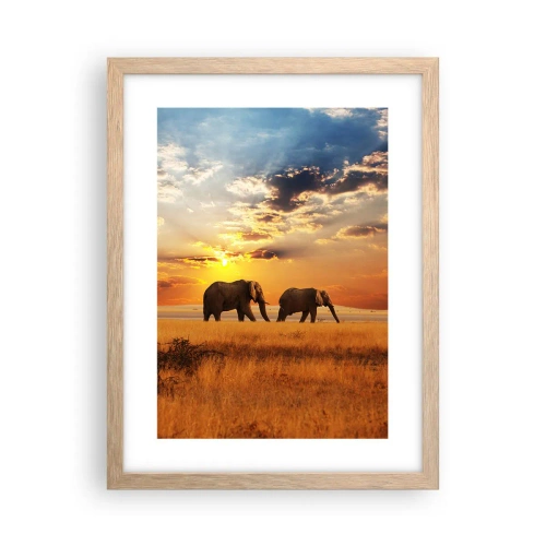 Póster en marco roble claro - Un paseo en familia - 30x40 cm