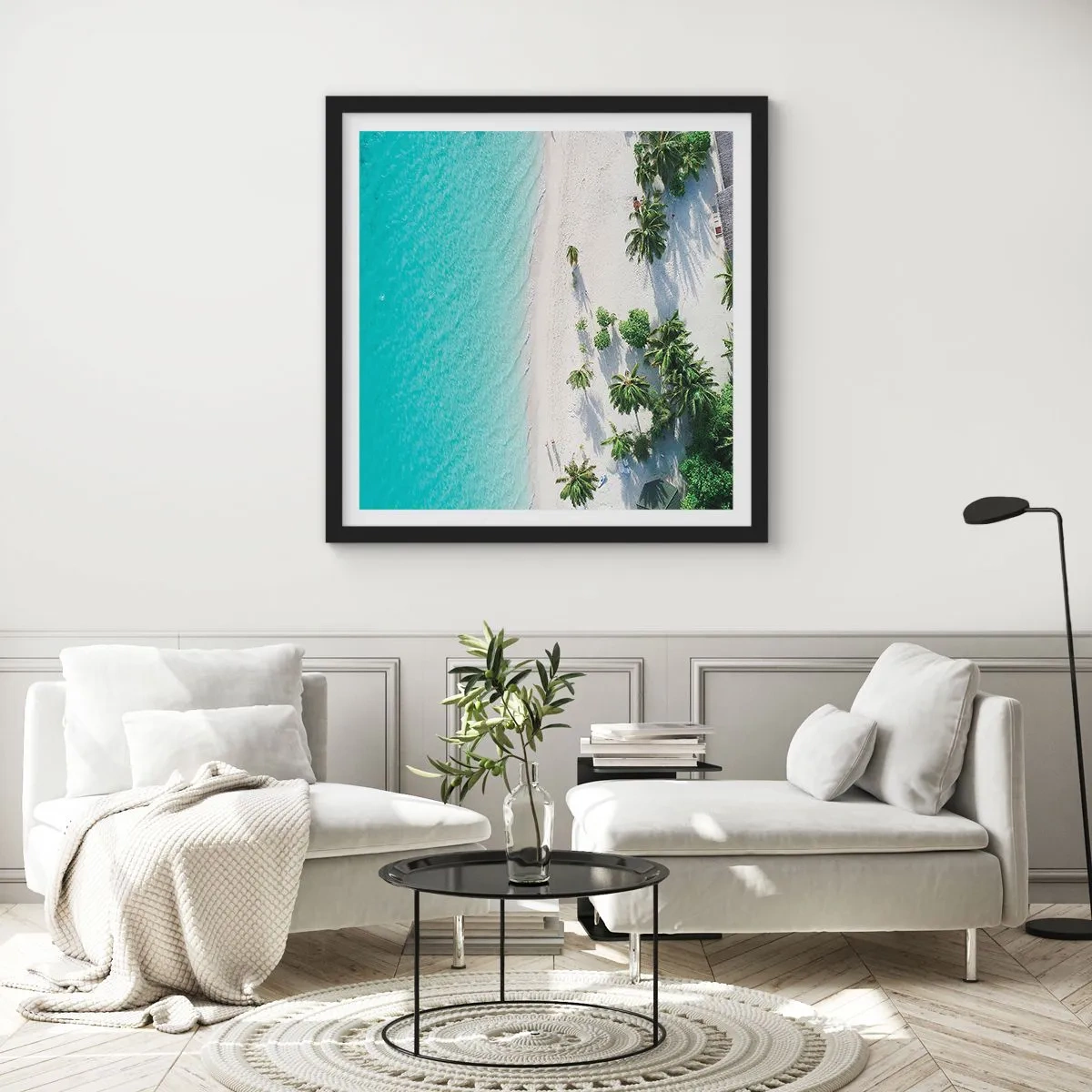 Póster en marco negro - Vacaciones en el paraíso - 30x30 cm