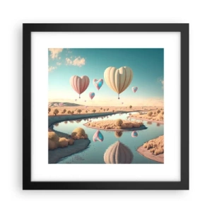Póster en marco negro - El amor te hace volar - 30x30 cm
