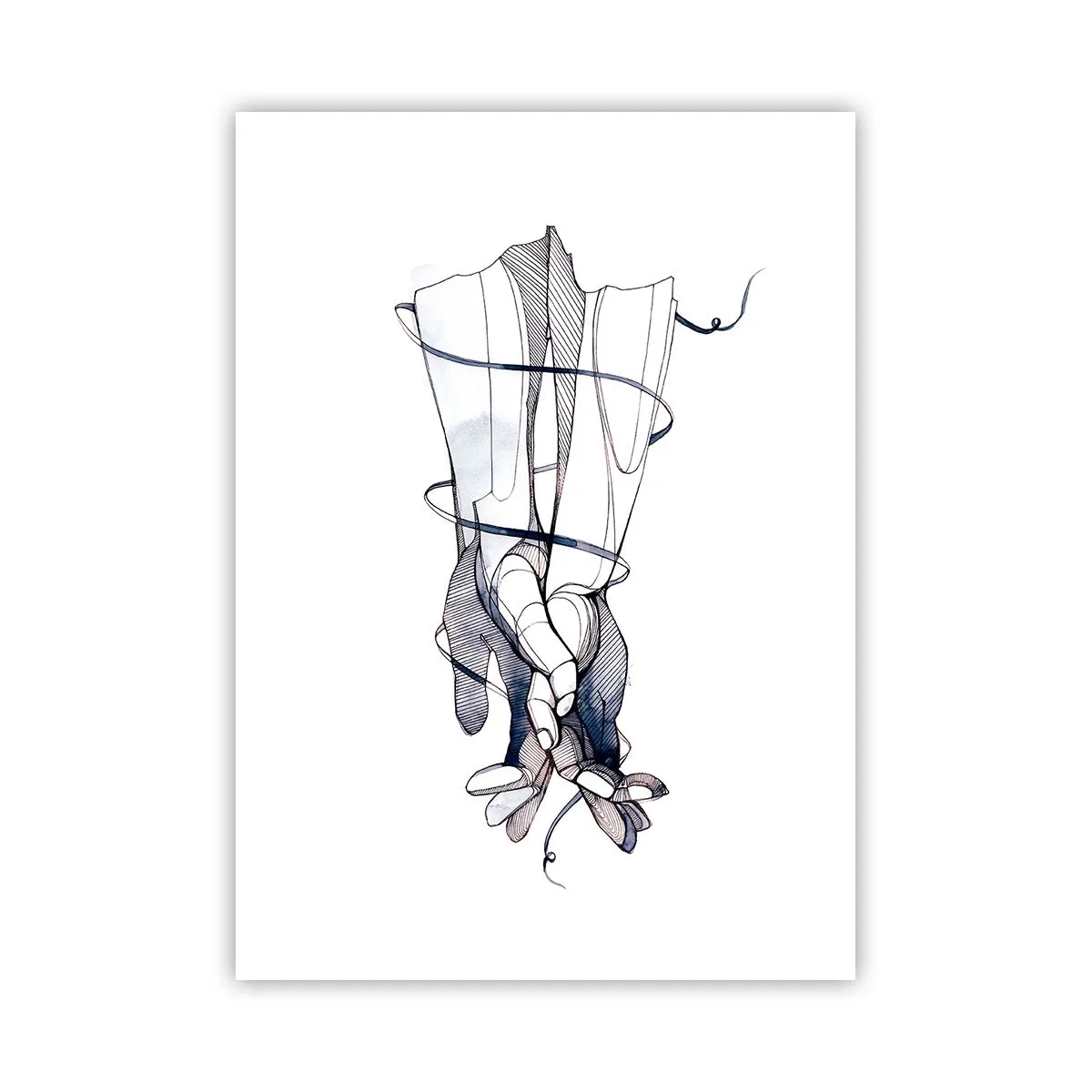 Póster - Manos artísticas con delicadas flores y líneas. - 50x70cm - Un estudio sobre el contacto - Decoración de pared moderna para salón y dormitorio ARTTOR