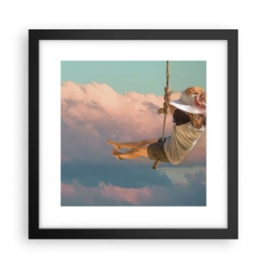 Póster en marco negro - Jugando en las nubes - 30x30 cm