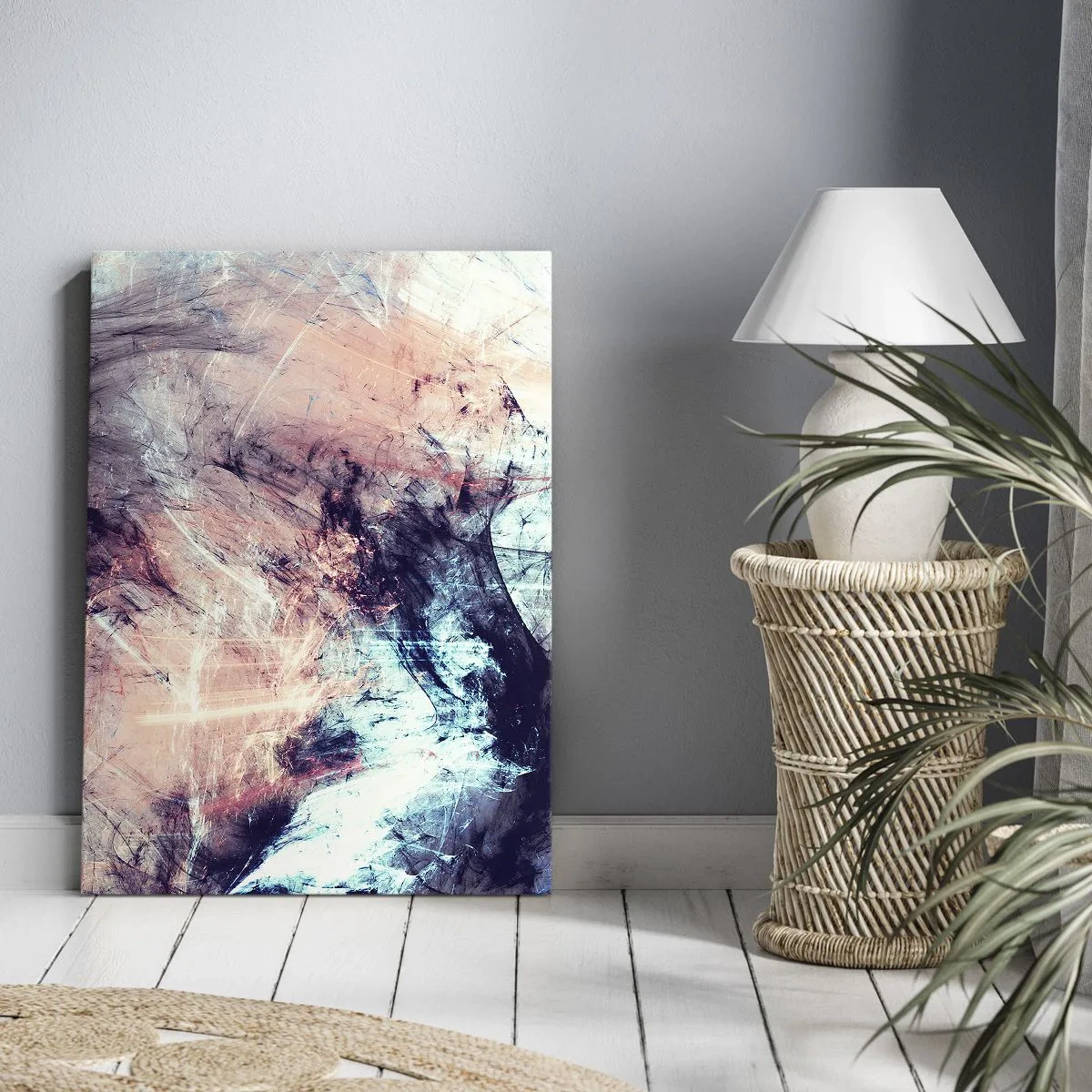 Cuadro sobre lienzo - Impresión de Imagen - Composición abstracta en tonos pastel y oscuros. - 50x70cm - Siente el viento - Decoración de pared moderna para salón y dormitorio ARTTOR