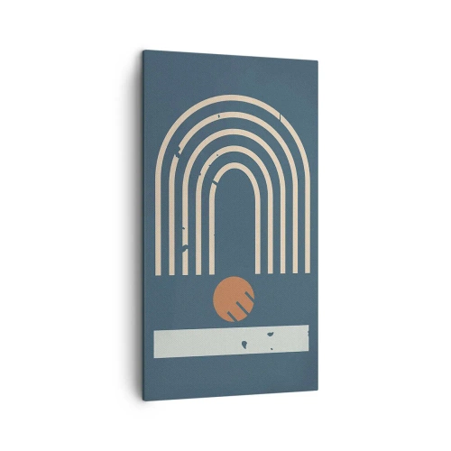 Cuadro sobre lienzo - Impresión de Imagen - Geometría sobre azul marino - 45x80 cm