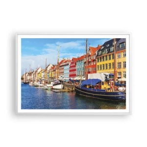 Póster en marco blanco - Muelle alegre - 100x70 cm