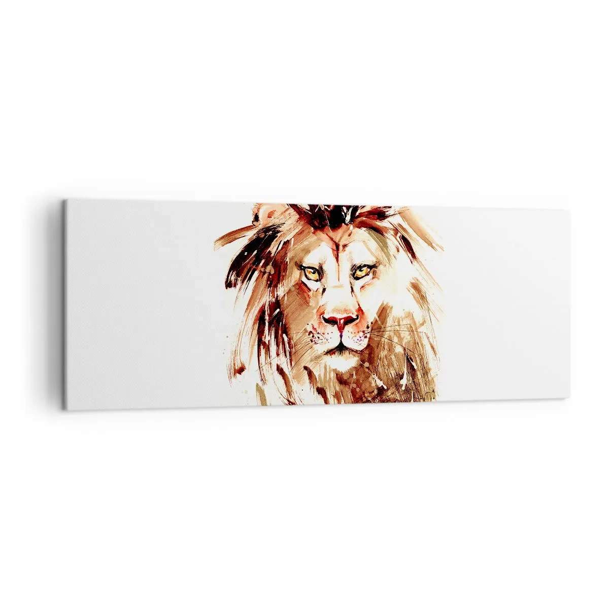 Cuadro sobre lienzo - Impresión de Imagen - Retrato en acuarela de un león con intensos detalles. - 140x50cm - Fuerza y dignidad - Decoración de pared moderna para salón y dormitorio ARTTOR