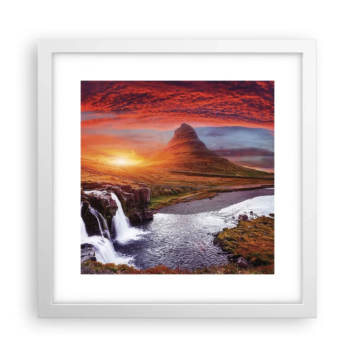 Póster en marco blanco - Una vista de la Tierra Media - 30x30 cm