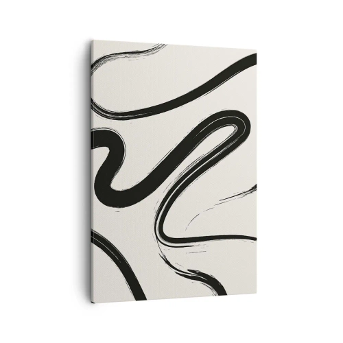 Cuadro sobre lienzo - Impresión de Imagen - Líneas curvas en blanco y negro sobre un fondo claro - 50x70cm - Fantasía en blanco y negro - Decoración de pared moderna para salón y dormitorio ARTTOR