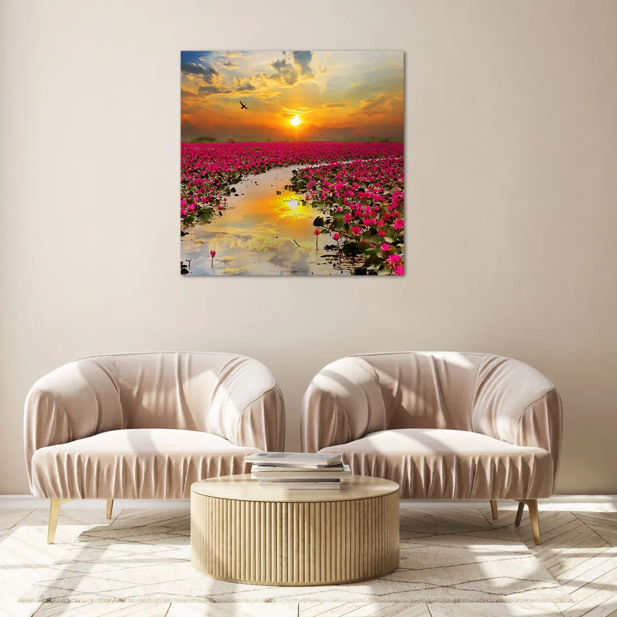 Cuadro sobre vidrio - Impresiones sobre Vidrio - La vida secreta del lago - 40x40 cm