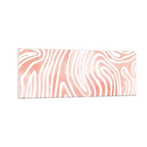 Cuadro sobre vidrio - Impresiones sobre Vidrio - Patrón abstracto en tonos rosa y blanco. - 140x50cm - En un laberinto de coral - Decoración de pared moderna para salón y dormitorio ARTTOR