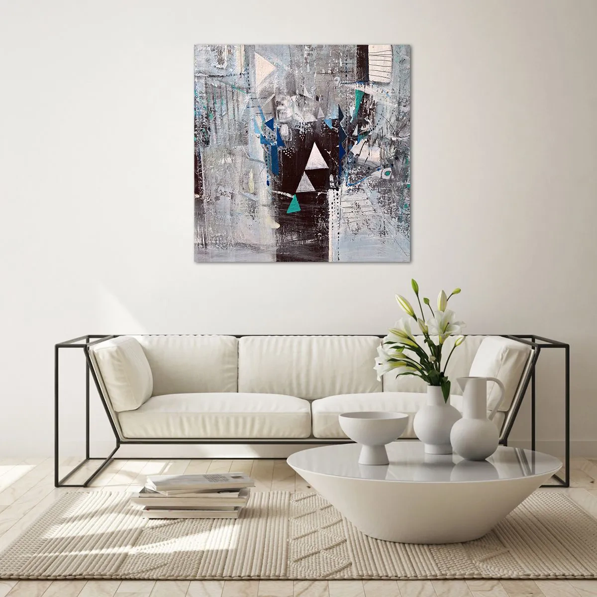 Cuadro sobre vidrio - Impresiones sobre Vidrio - El orden superior de los triángulos - 60x60 cm