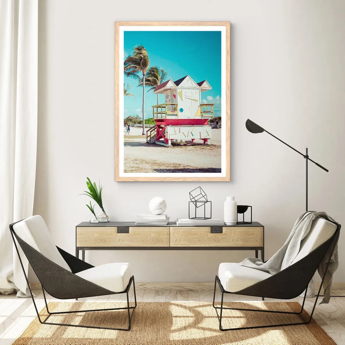 Póster en marco roble claro - Un hermoso día por delante - 70x100 cm