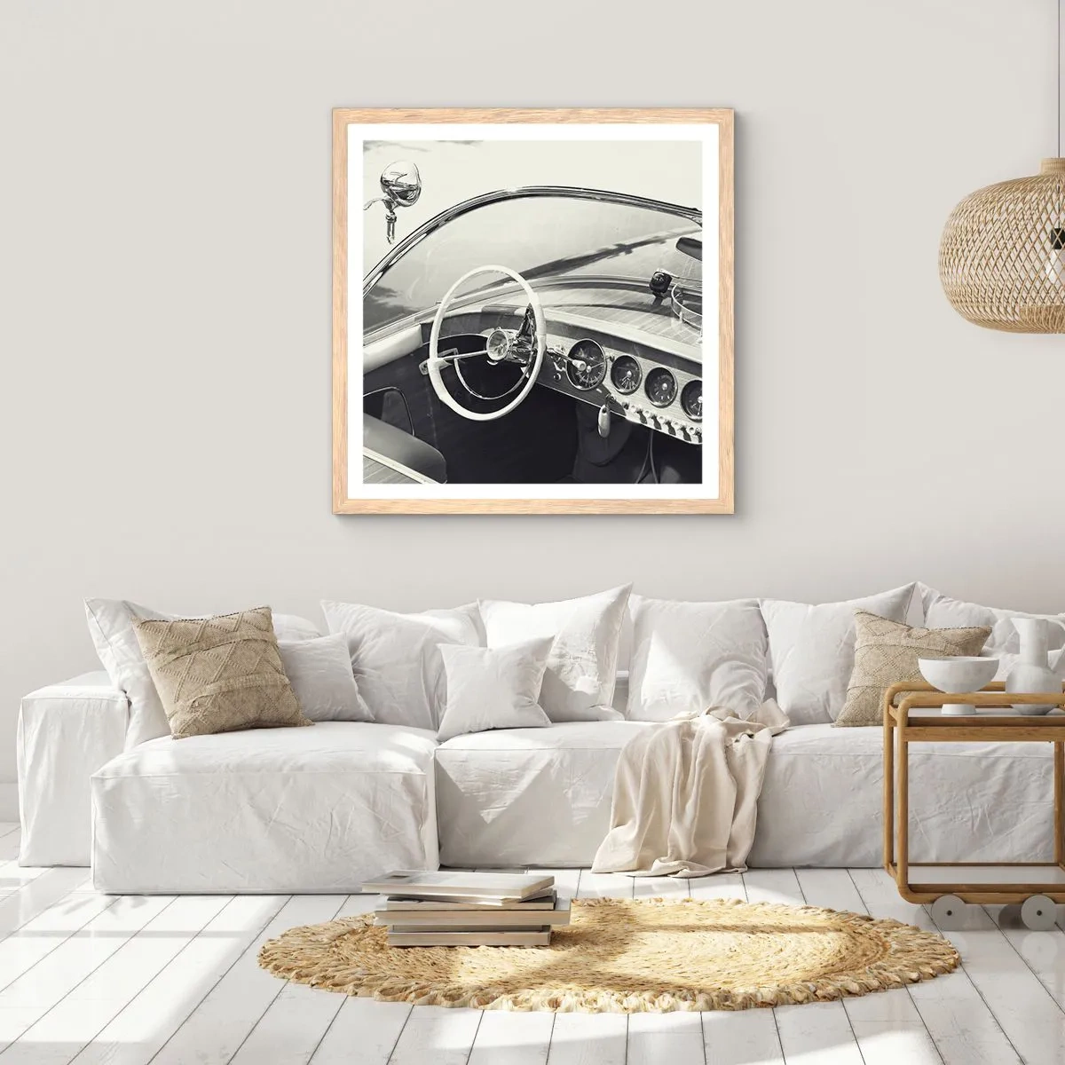 Póster en marco roble claro - Tiempo para los ricos - 40x40 cm