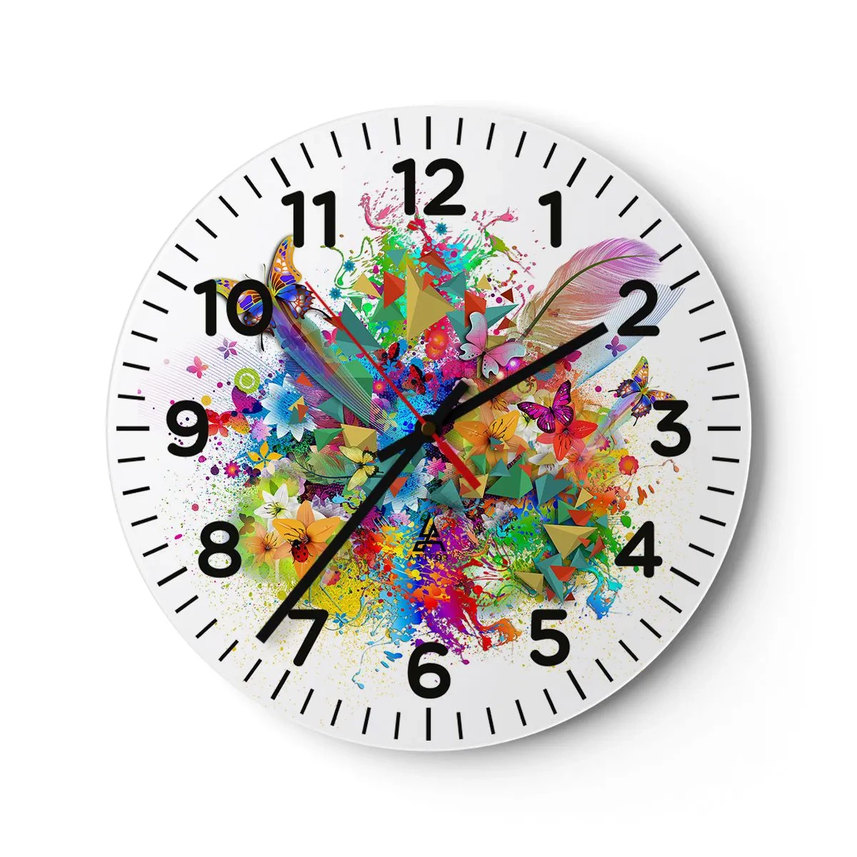 Reloj de pared - Reloj de vidrio - Un ramo de alegría - 40x40 cm