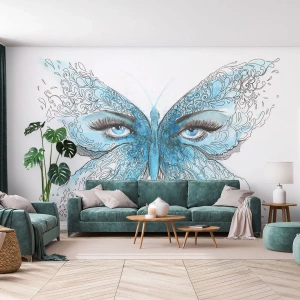 Fotomural Premium Sand - Mirada de mariposa - Abstracción, Mariposa, ojos femeninos - 350x256 cm