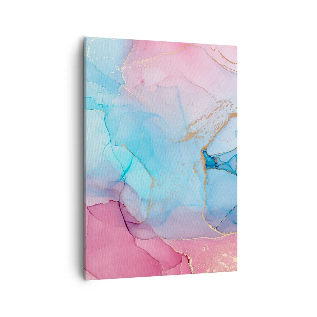 Cuadro sobre lienzo - Impresión de Imagen - Patrones abstractos pastel con acentos dorados - 50x70cm - Reuniones y encuentros de colores - Decoración de pared moderna para salón y dormitorio ARTTOR