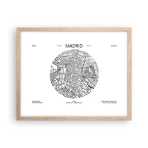 Póster en marco roble claro - Anatomía de Madrid - 50x40 cm