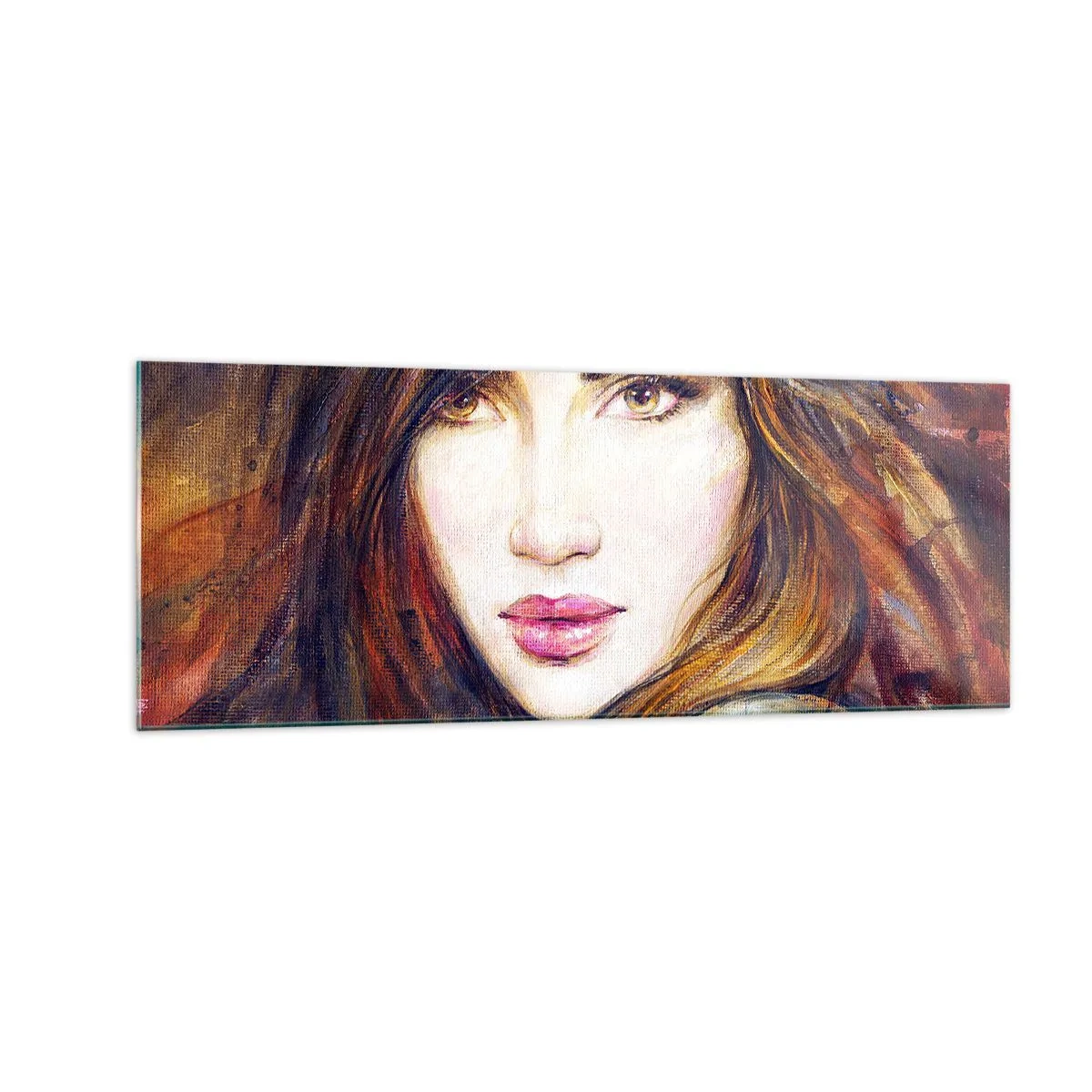 Cuadro sobre vidrio - Impresiones sobre Vidrio - Retrato de una mujer en estilo pictórico. - 140x50cm - Veo tus pensamientos - Decoración de pared moderna para salón y dormitorio ARTTOR