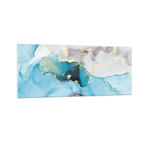 Cuadro sobre vidrio - Impresiones sobre Vidrio - Un estudio del encuentro entre el gris y el turquesa - 100x40 cm