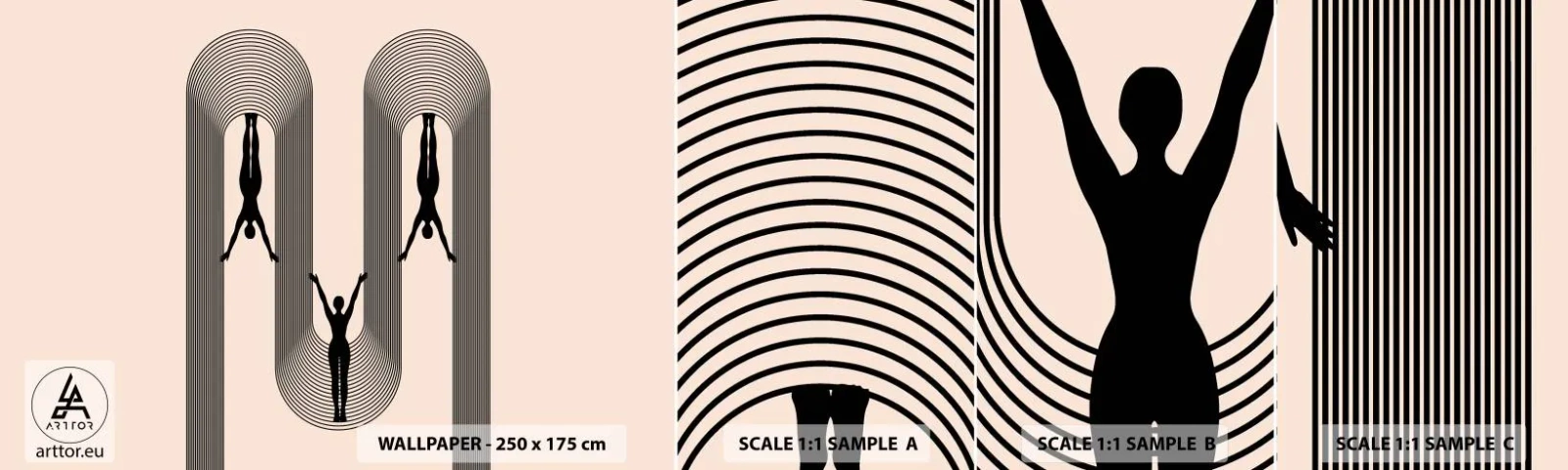 Muestra De Fotomural Standard Eco - Al revés, o no - Surrealismo, Cuerpo, Yoga - 100x30 cm