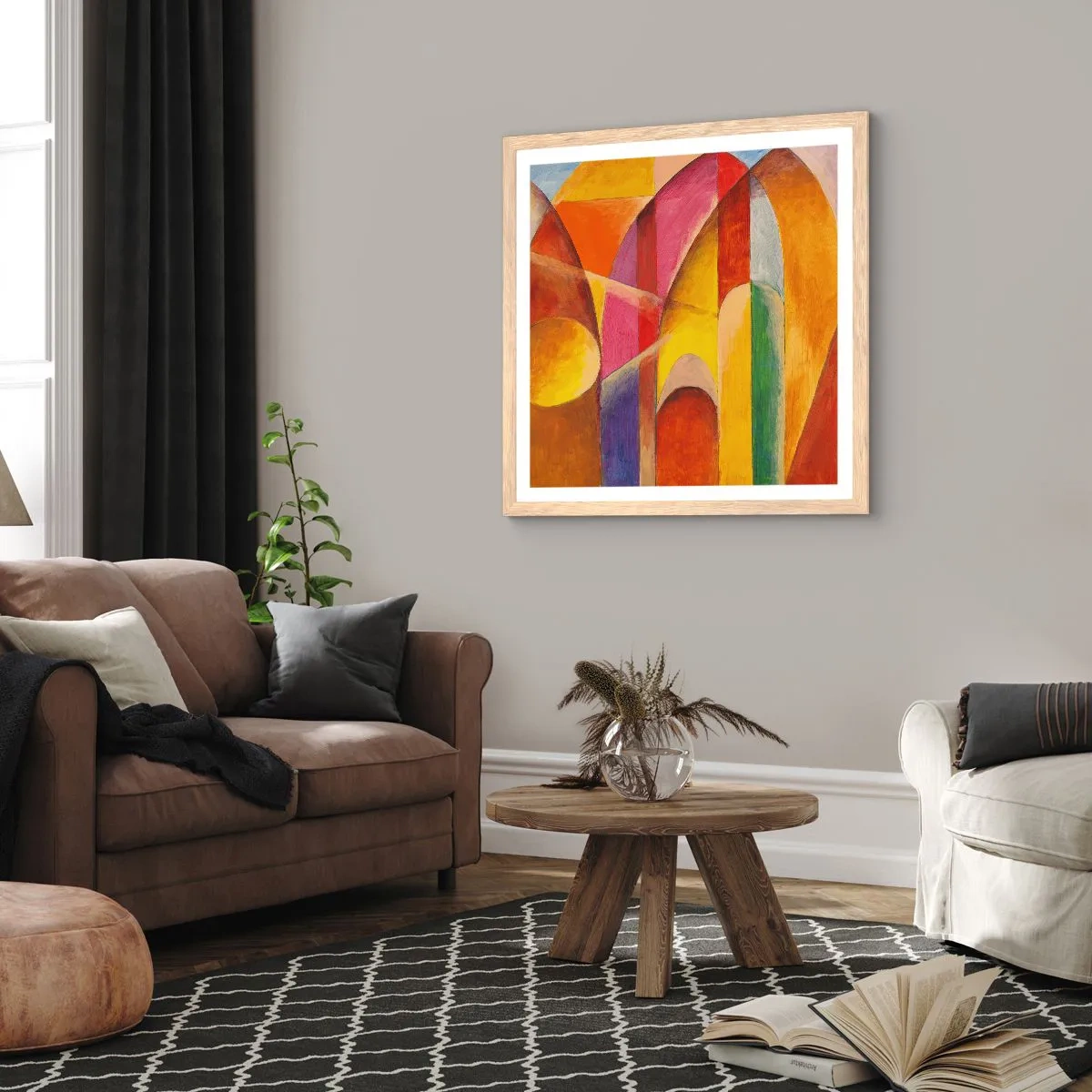 Póster en marco roble claro - Catedral del sol - 50x50 cm