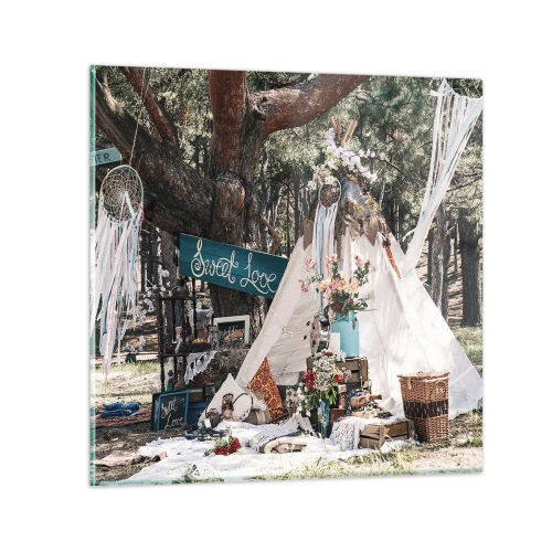 Cuadro sobre vidrio - Impresiones sobre Vidrio - Amor exótico - 30x30 cm