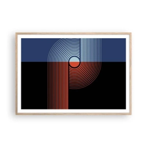 Póster en marco roble claro - En un abrazo geométrico - 100x70 cm