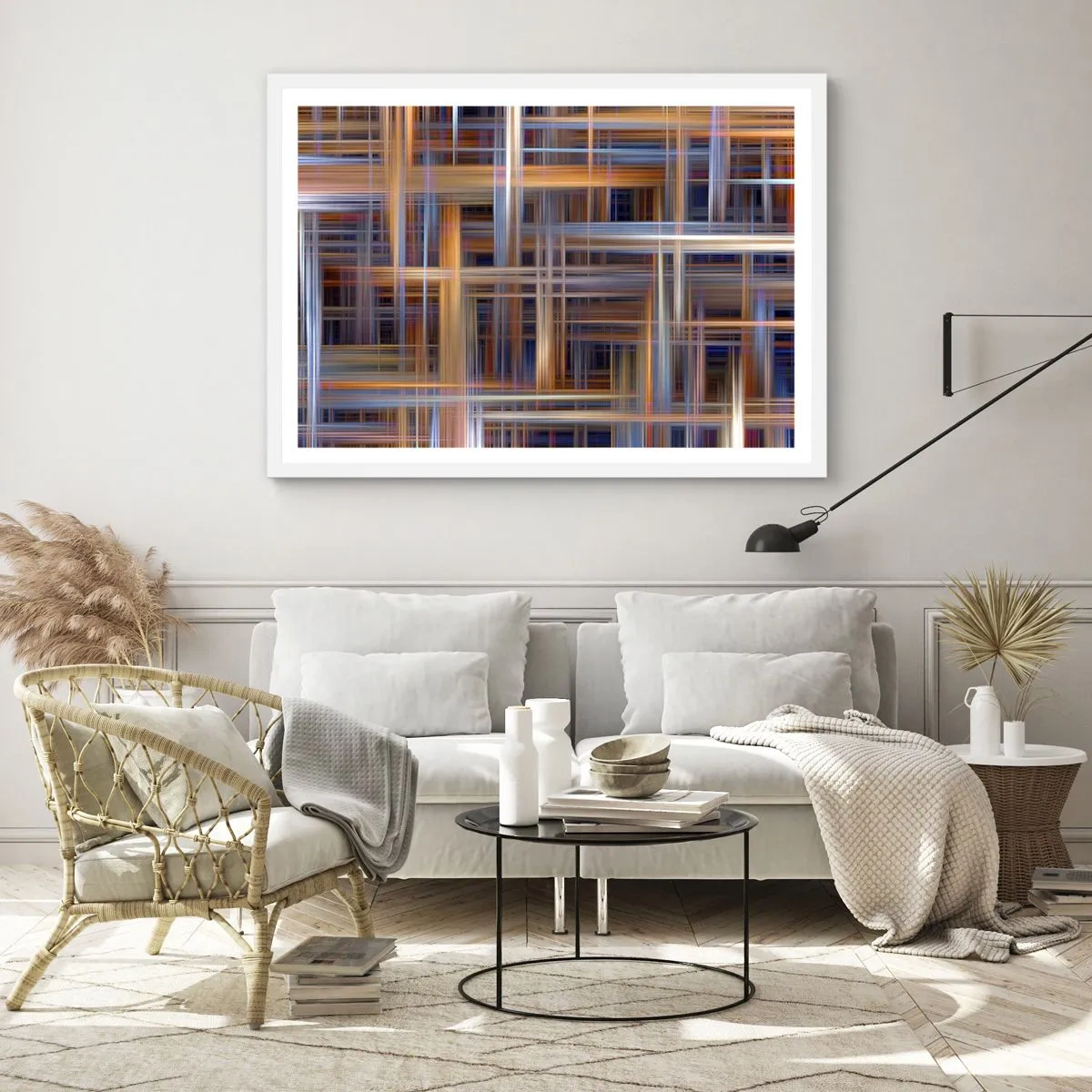 Póster en marco blanco - Tejido de luz - 100x70 cm