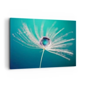 Cuadro sobre lienzo - Impresión de Imagen - Macro de una gota de agua sobre una delicada semilla de diente de león. - 100x70cm - Momento místico - Decoración de pared moderna para salón y dormitorio ARTTOR
