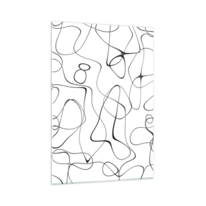 Cuadro sobre vidrio - Impresiones sobre Vidrio - Líneas negras abstractas sobre un fondo blanco - 50x70cm - Los caminos de la vida, las vicisitudes del destino - Decoración de pared moderna para salón y dormitorio ARTTOR