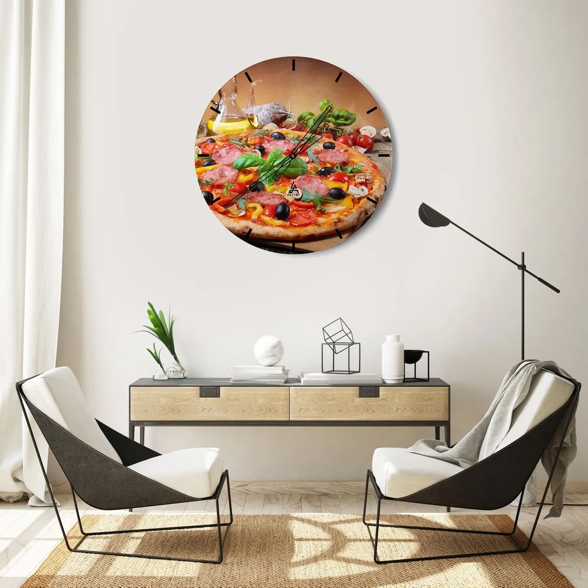 Reloj de pared - Reloj de vidrio - Con un verdadero sabor italiano - 30x30 cm