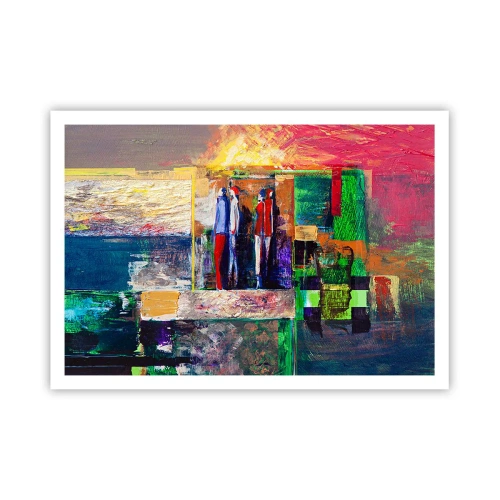 Póster - Composición abstracta con figuras y patrones geométricos. - 100x70cm - Relaciones y emociones - Decoración de pared moderna para salón y dormitorio ARTTOR