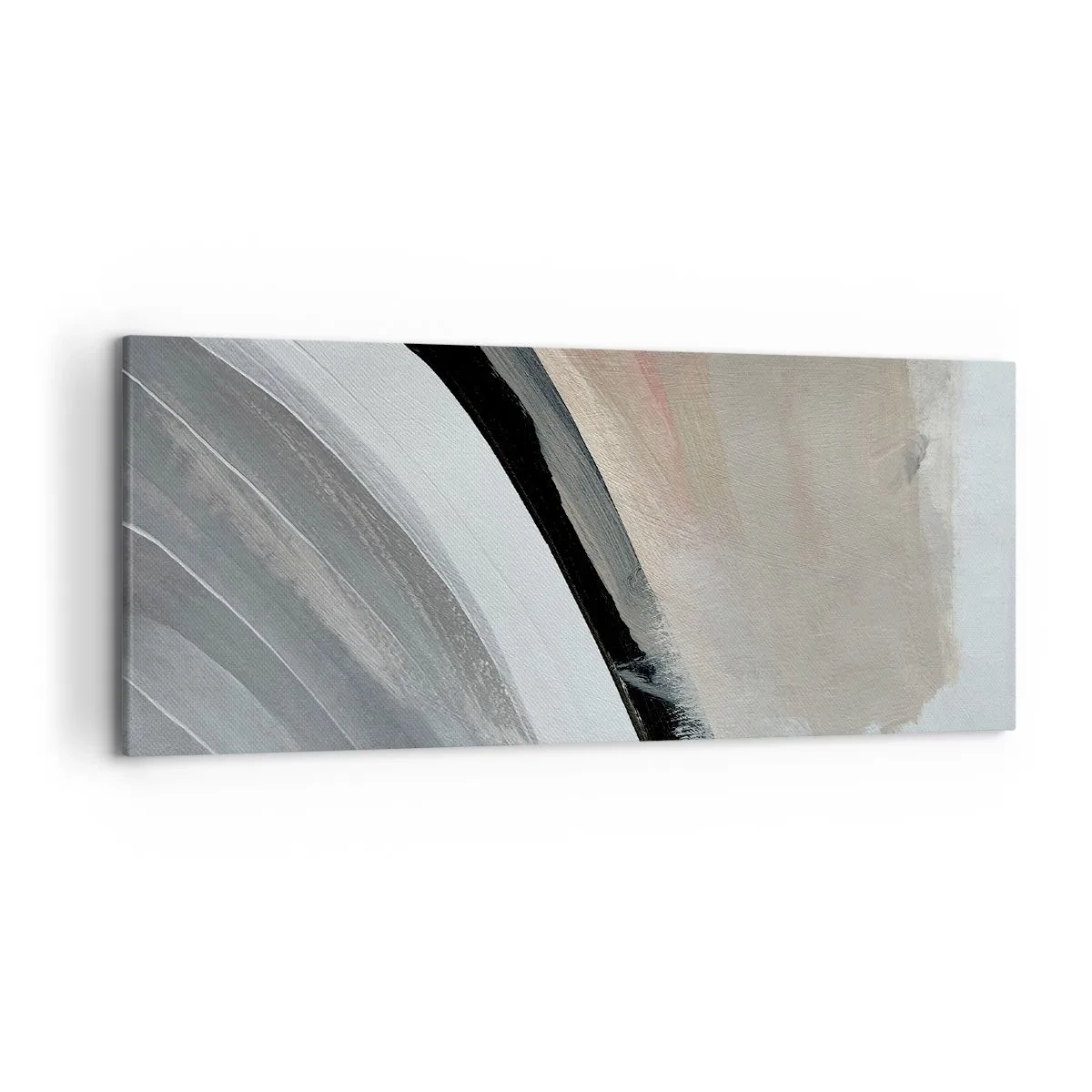 Cuadro sobre lienzo - Impresión de Imagen - Arco abstracto en tonos negro, gris y beige. - 120x50cm - Composición: un arco negro y gris - Decoración de pared moderna para salón y dormitorio ARTTOR