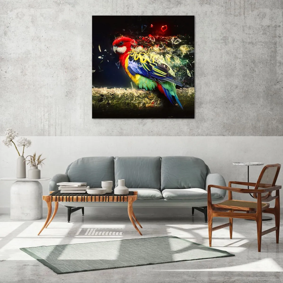 Cuadro sobre vidrio - Impresiones sobre Vidrio - Un mensajero del glamour - 70x70 cm