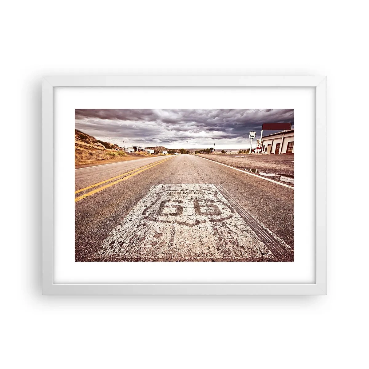 Póster en marco blanco - Mother Road: una leyenda americana - 40x30 cm