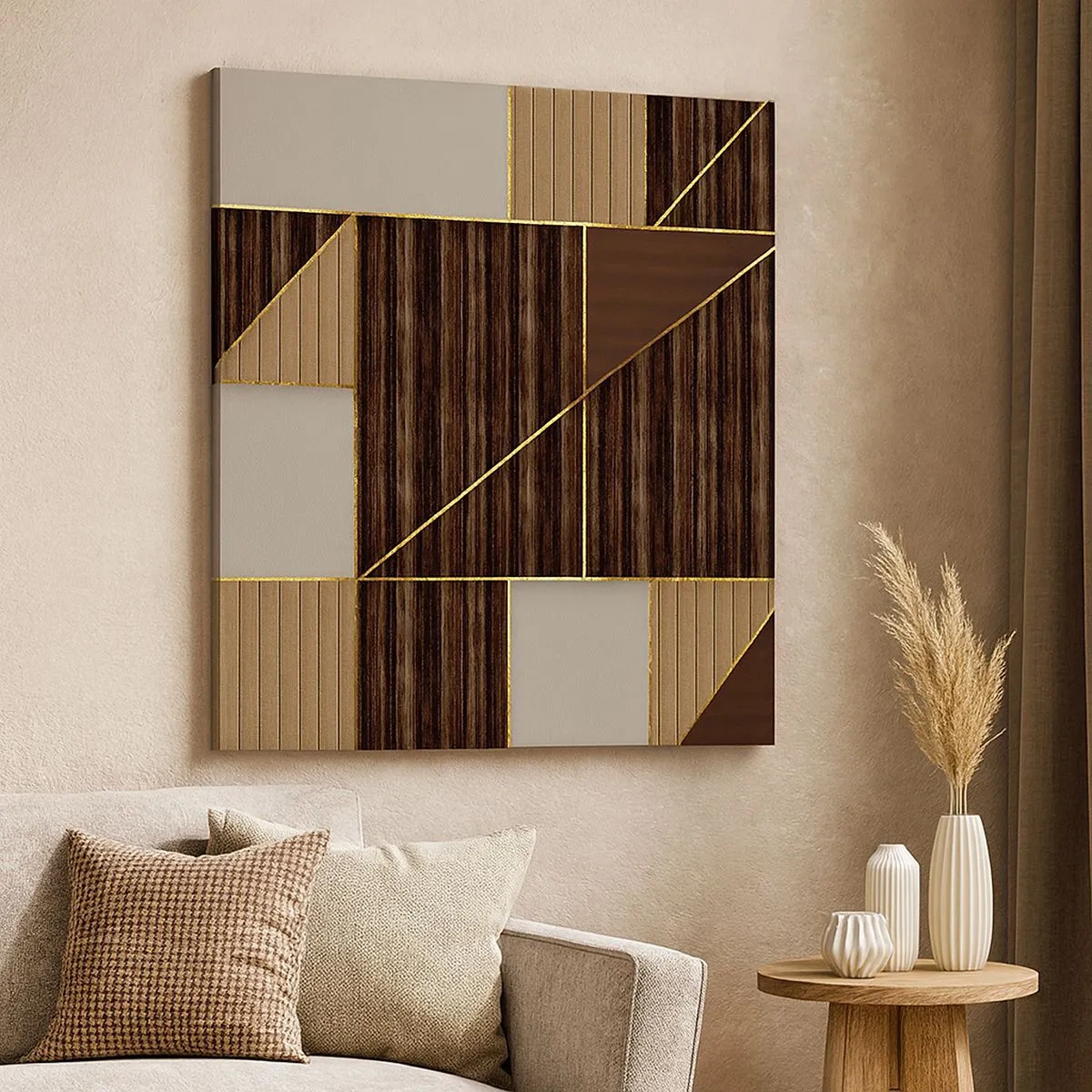 Cuadro sobre lienzo - Impresión de Imagen - Un mosaico de marrones y dorados - 30x30 cm