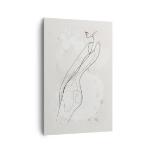 Cuadro sobre lienzo - Impresión de Imagen - Un boceto de silueta sutil en un estilo minimalista. - 80x120cm - Una mirada no dice nada y al mismo tiempo lo dice todo - Decoración de pared moderna para salón y dormitorio ARTTOR