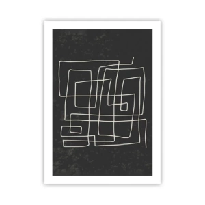 Póster - Abstracción geométrica sobre fondo negro - 50x70cm - No es tan sencillo - Decoración de pared moderna para salón y dormitorio ARTTOR