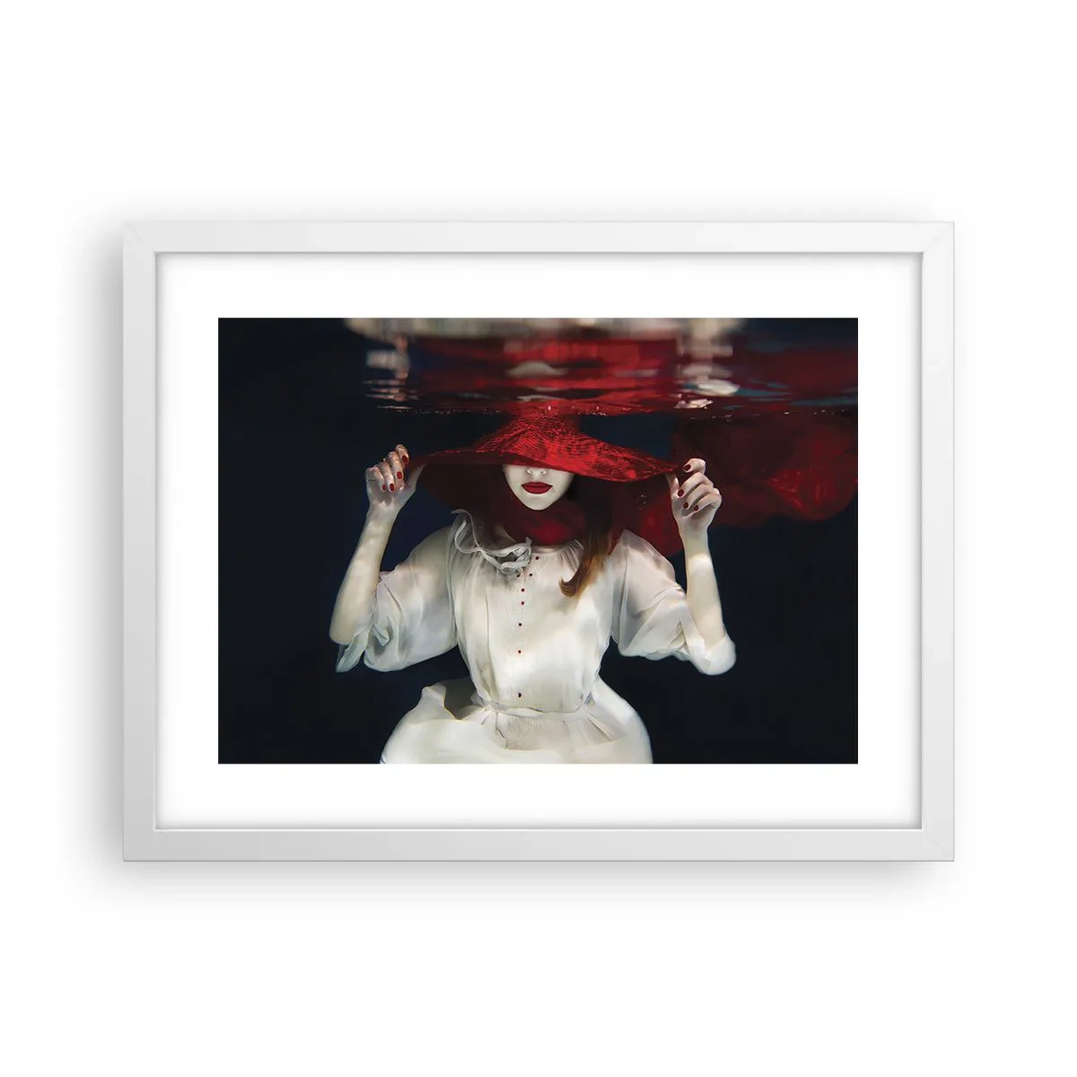 Póster en marco blanco - Blanco y rojo - 40x30 cm